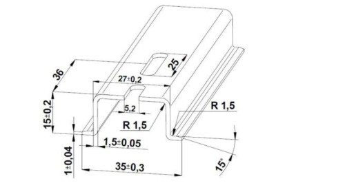 Szyna TS 35x15 ocynk (perforowana 5,2x25mm) - 1000 mm (za szt.)