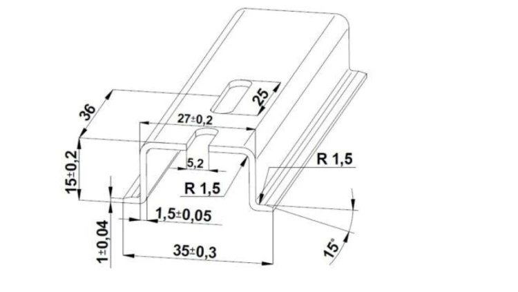 Szyna TS 35x15 ocynk (perforowana 5,2x25mm) - 1000 mm (za szt.)