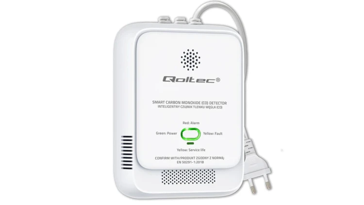 Qoltec Certyfikowany Czujnik tlenku węgla (czadu) detektor CO alarm 85dB LED