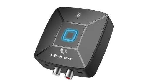Qoltec Bezprzewodowy transmiter odbiornik Audio HiFi HomeiCar Bluetooth 6.0 NFC 2 x RCA 1 x AUX MiniJack 3.5mm Mikrofon