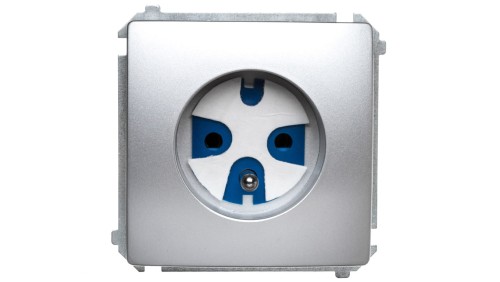 Simon Basic Gniazdo wtyczkowe DATA z uziemieniem i kluczem uprawniającym 16A 250V srebrny m