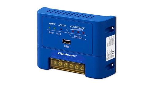 Qoltec Solarny regulator ładowania MPPT 15A do zasilania odbiorników DC i ładowania akumulatorów 12V / 24V AGM GEL
