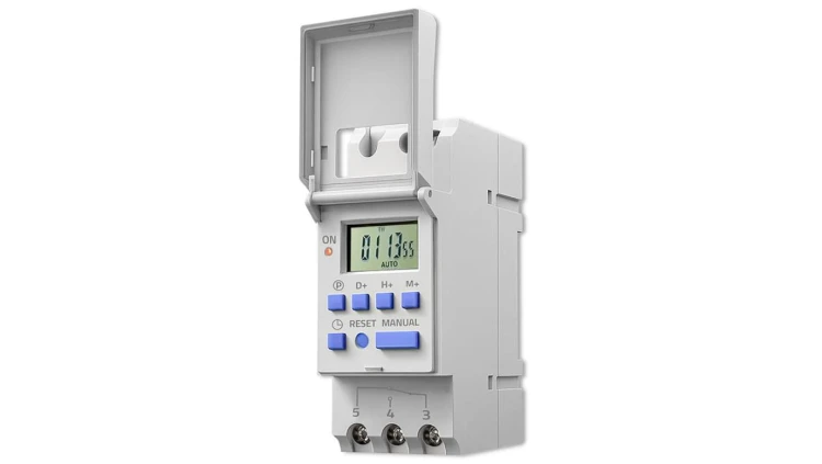 Qoltec Elektroniczny programator czasowy TIMER na szynę DIN z wbudowaną baterią Haromonogram 7 dni 16 programów