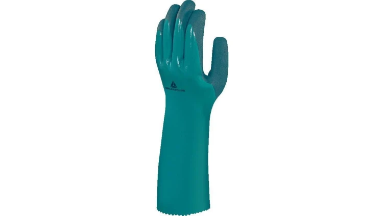 Rękawice na wkładzie z poliamidu, nitrylowe, dł. 34cm, kolor Zielony, rozmiar: 08, VV835CUTVE08