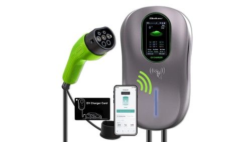 Qoltec Stacja ładowania EV 2w1 Typ2 22kW Wi-fi TUYA LCD RFID 3 fazy Wallbox 5m