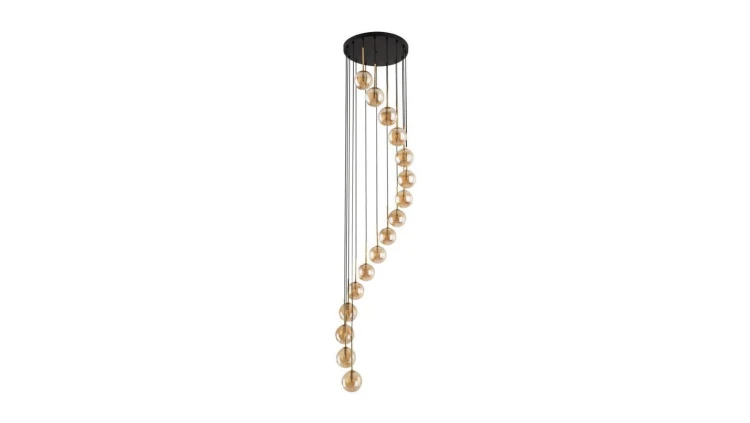 Lampa wisząca kaskadowa 16 kloszy AURORA Czarny / złoty 16xG9 6023 TK Lighting
