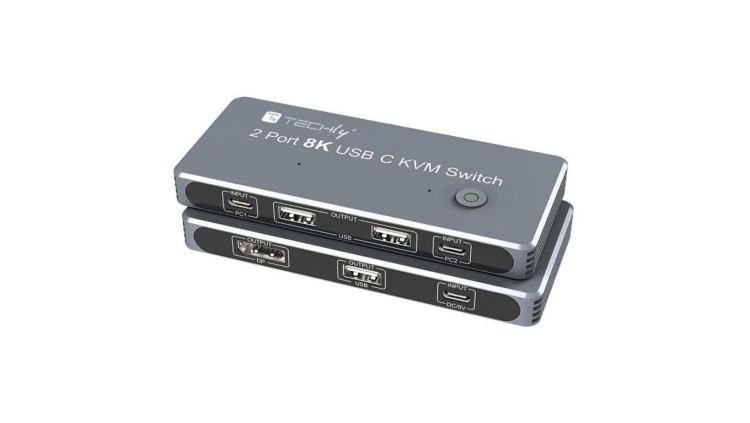 Przełącznik KVM USB-C 2x1 z DisplayPort 1.4 Video 8K Techly