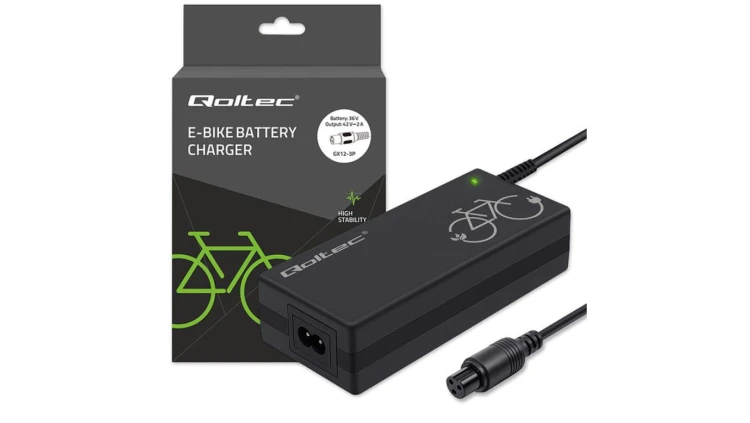 Qoltec Ładowarka do roweru elektrycznego 36V 42V 2A GX12-3Pin +kabel zasilający