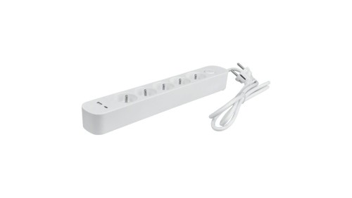 Listwa ochronna DPM z wyłącznikiem - 5 gniazda AC, 1x USB-A, 1x USB-C 1,5M biała