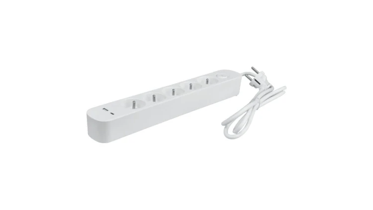 Listwa ochronna DPM z wyłącznikiem - 5 gniazda AC, 1x USB-A, 1x USB-C 1,5M biała