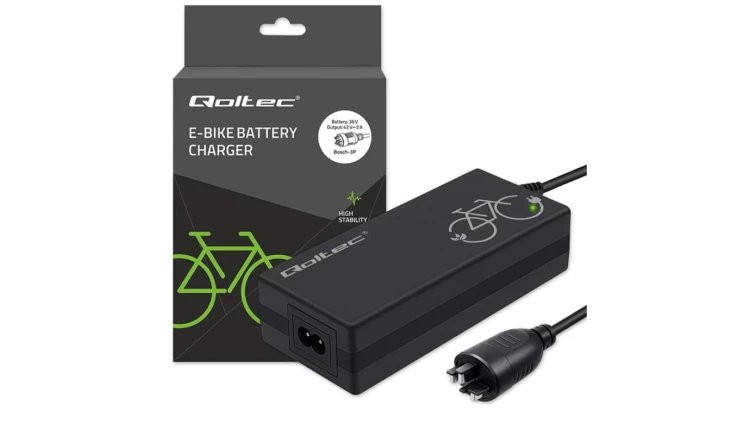 Qoltec Szybka Ładowarka do roweru elektrycznego 36V 42V 2A wtyczka Bosch 3Pin +kabel zasilający