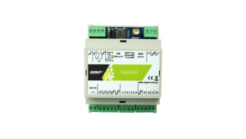 Moduł komunikacyjny GSM/LTE, 12V, 8 wejść, 4 wyjścia, DIN 4P, SMS-CLIP-E-MAIL, Basic4G-D4M