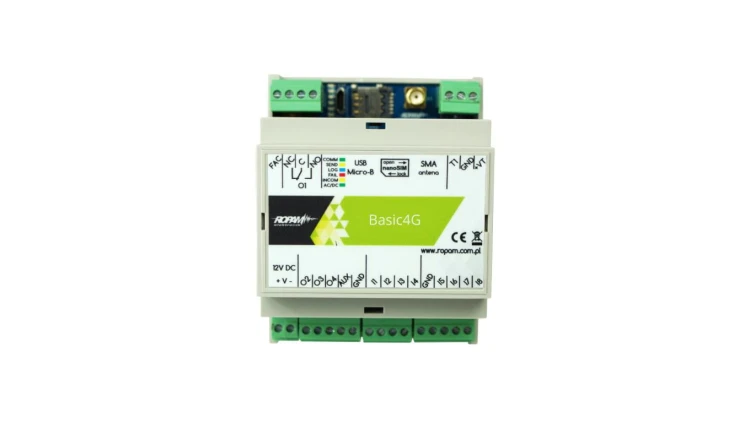 Moduł komunikacyjny GSM/LTE, 12V, 8 wejść, 4 wyjścia, DIN 4P, SMS-CLIP-E-MAIL, Basic4G-D4M