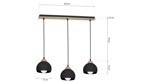 Lampa wisząca na listwie z juty 3xE27 JUTA 4954 TK Lighting