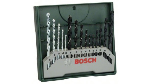 Zestaw wierteł do drewna,metalu,betonu x-line 15pc