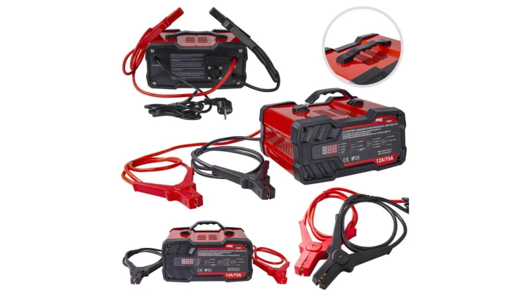 Prostownik automatyczny 6V / 12V 12A z mikroprocesorem z rozruchem 75A PROWERK