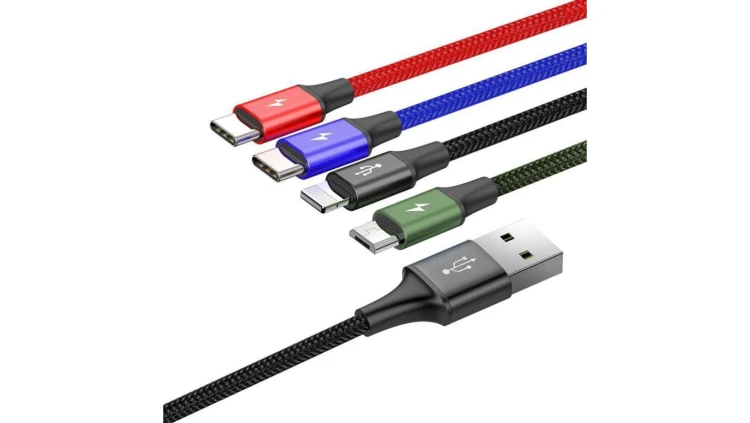 KABEL 4w1 USB-A / Lighting iPhone 2x USB-C micro-USB Baseus Cafule CA1T4-B01 1.2m 3.5A W OPLOCIE