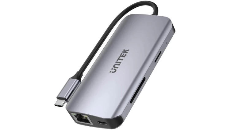 Aktywny hub USB-C 5Gbps, 2x HDMI 4K, czytnik kart, RJ-45, PD 100W Unitek D1122A01