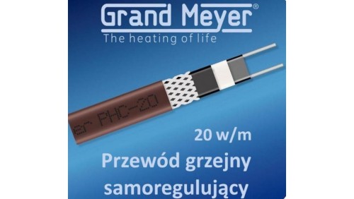 Kabel grzejny samoregulujący ekranowany PHC-20, 20W/m