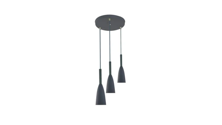 Lampa wisząca z rodziny SOLIN w kolorze szarym okrągła podsufitka metalowe klosze LP-181/3P GR Light Prestige