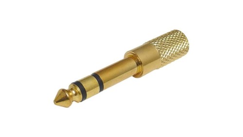Przejście Adapter Audio AUX Jack 6,3mm Stereo (wtyk) / mini Jack 3,5mm Stereo (gniazdo) pozłacany czarny