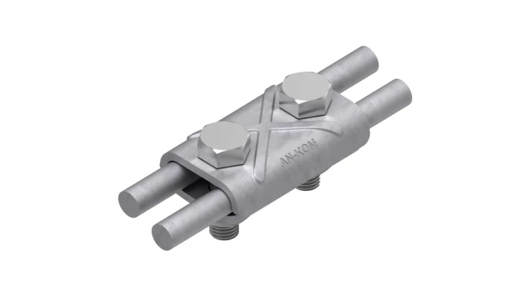 Złącze przelotowe odgromowe pojedyncze do drutu 2P (30x50mm, dwie płytki, 2xM8) ocynk galwaniczny AN-KOM AN-01/OG/