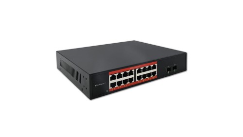 Qoltec Przełącznik sieciowy SWITCH Gigabit Ethernet 16x RJ45 2x SFP 1000 Mb/s