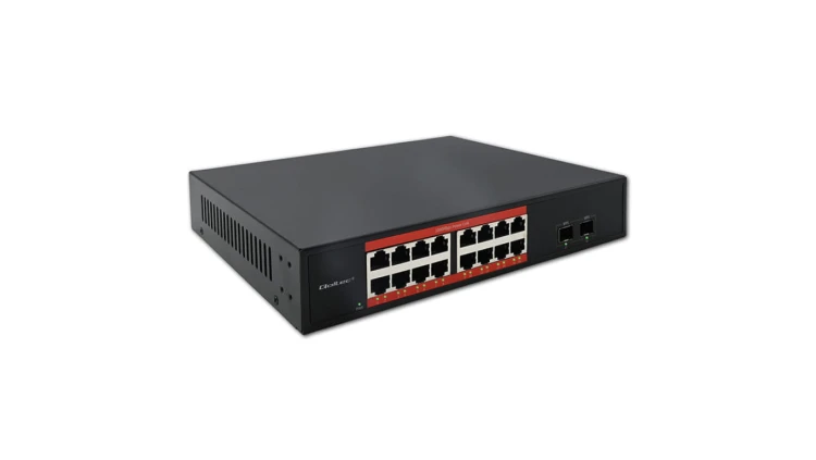 Qoltec Przełącznik sieciowy SWITCH Gigabit Ethernet 16x RJ45 2x SFP 1000 Mb/s