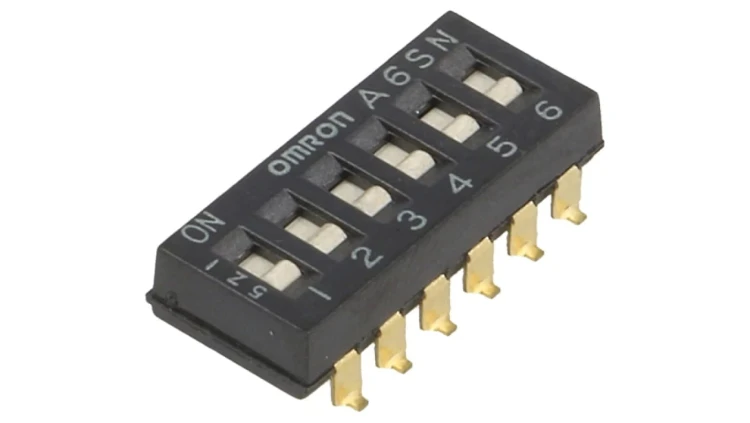 Przełącznik DIP-SWITCH Ilość sekcji 6 ON-OFF 0,025A/24VDC A6SN-6101