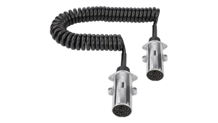 Przewód spiralny QLY-s kabel do naczepy zakończony metalowymi wtykami 7-pin typu N 24V 4,5m