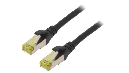 Patch cord S/FTP 6a linka Cu LSZH czarny 5m 26AWG DK-1644-A-050/BL