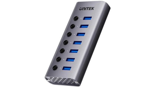 Unitek Hub USB A 3.0 7w1, 5Gbps z przełącznikami portów