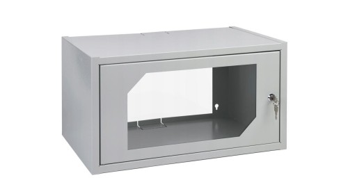 SZAFA WISZĄCA RACK SZAFKA SERWEROWA 19 6U 350 mm SZARA Z SZYBĄ HARTOWANĄ 5-19/06U-350/W111/01