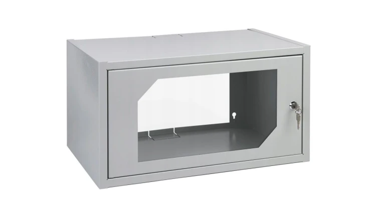 SZAFA WISZĄCA RACK SZAFKA SERWEROWA 19 6U 350 mm SZARA Z SZYBĄ HARTOWANĄ 5-19/06U-350/W111/01