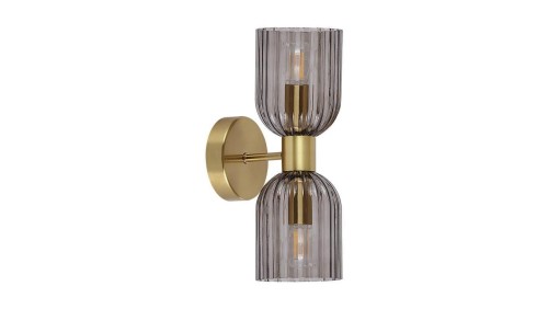 Kinkiet z dymionymi szklanymi kloszami góra-dół do sypialni z rodziny Piega 2xE14 LP-939/2W smoked Light Prestige