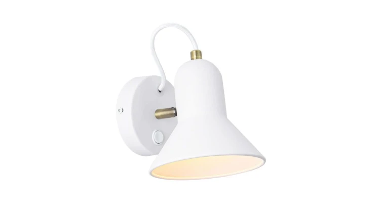Kinkiet ścienny ASTAMA biały z metalowym kloszem i włącznikiem do sypialni LP-1122/1W WH Light Prestige