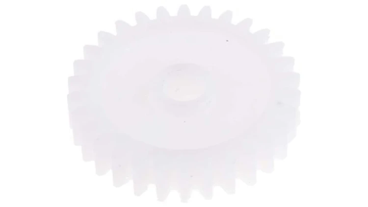 Koło zębate walcowe, moduł: 1, l.zębów: 30, śr. piasty: 14mm, śr. otworu: 6mm, POM
