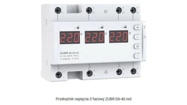 Przekaźnik napięciowy ZUBR D6-40 red