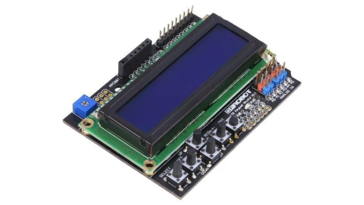 Wyświetlacz: LCD 16x2 niebieski LED Interfejs: GPIO DFR0009