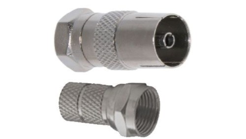 Przejście Adapter antenowy F (wtyk) / IEC TV (gniazdo) + Wtyk F nakręcany 7,0mm