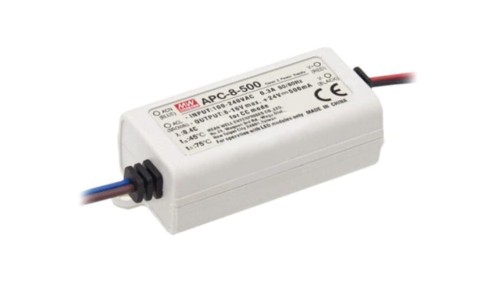Zasilacz impulsowy, LED, 8W, 8÷16VDC, 500mA, 90÷264VAC, 127÷370VDC APC-8-500