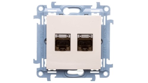 Simon 10 Gniazdo komputerowe podwójne 2xRJ45 kat.6 ekranowane kremowe C62E.01/41