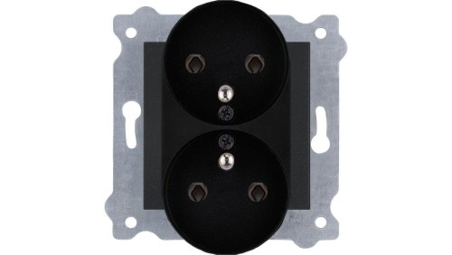 Gniazdo podwójne z uziemieniem (Typ E) 16A 250V Czarny Metalik 246/14E EXEN