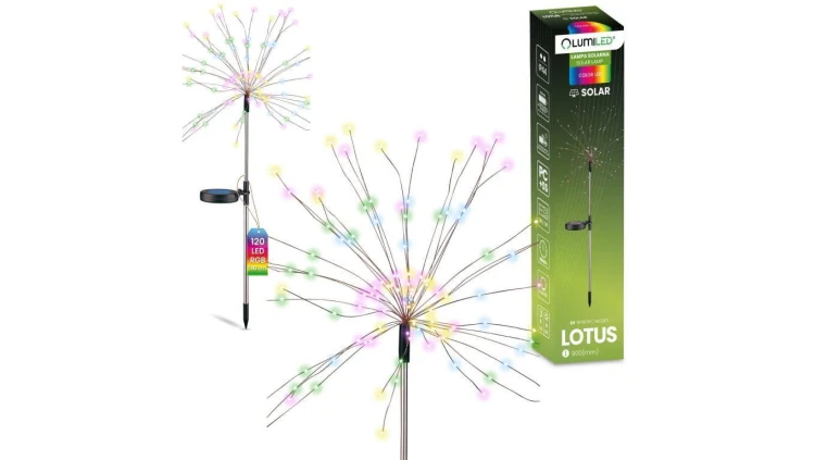 Lampa Solarna Ogrodowa LED LOTUS Wbijana Dekoracyjna Dmuchawiec Fajerwerki RGB LUMILED