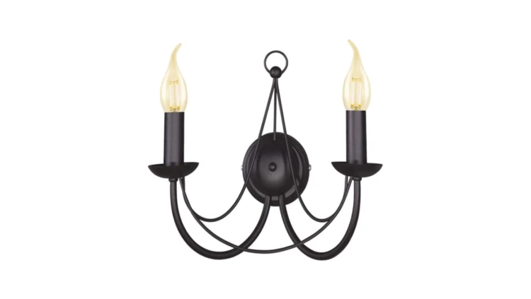 Dwuramienny Kinkiet na E14 czarny z serii PERSEO świecznikowy K-3527 Kaja Lighting