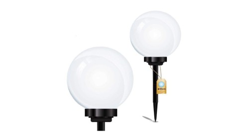 Lampa Solarna Ogrodowa LED 6500K IP44 30cm Wbijana Biała Kulka ATRIS LUMILED