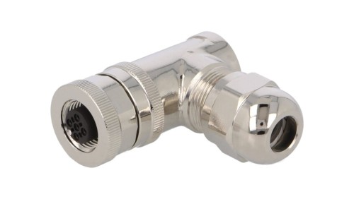 Złącze okrągłe M12 żeńskie kątowe ekranowane 5pin 60V PG9 T4112012051-000