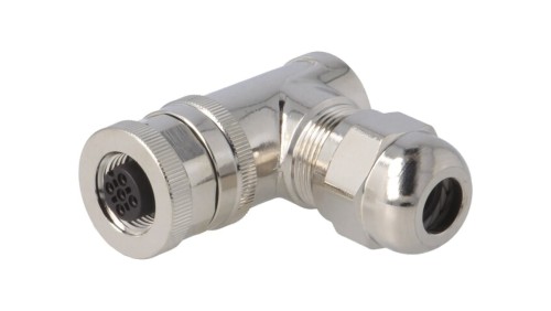 Złącze okrągłe M12 żeńskie kątowe ekranowane 4-PIN 250V PG9 T4112012041-000