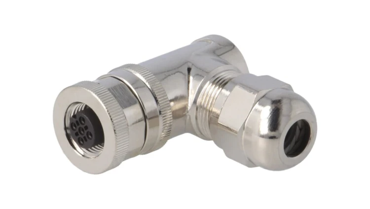 Złącze okrągłe M12 żeńskie kątowe ekranowane 4-PIN 250V PG9 T4112012041-000