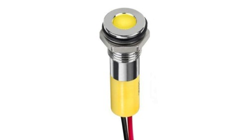 Lampka kontrolna do montażu panelowego 12V dc, Żółta 8mm LED Wyprowadzenia RS PRO
